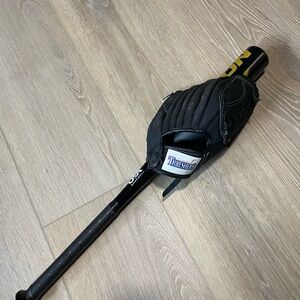 Black Baseball Glove and Bat Set